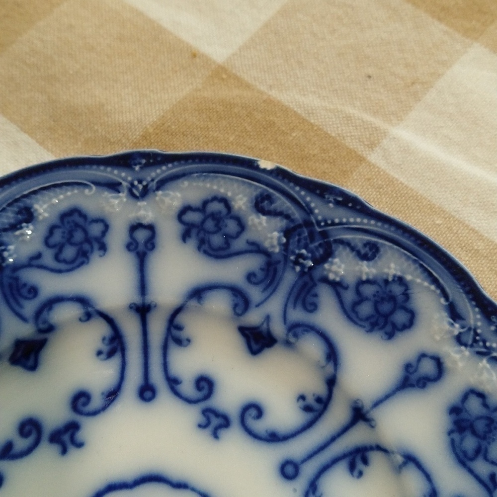 Antique flow blue salad dessert plate semi-porcelain Conway New Wharf   7 " - Picture 2 of 6